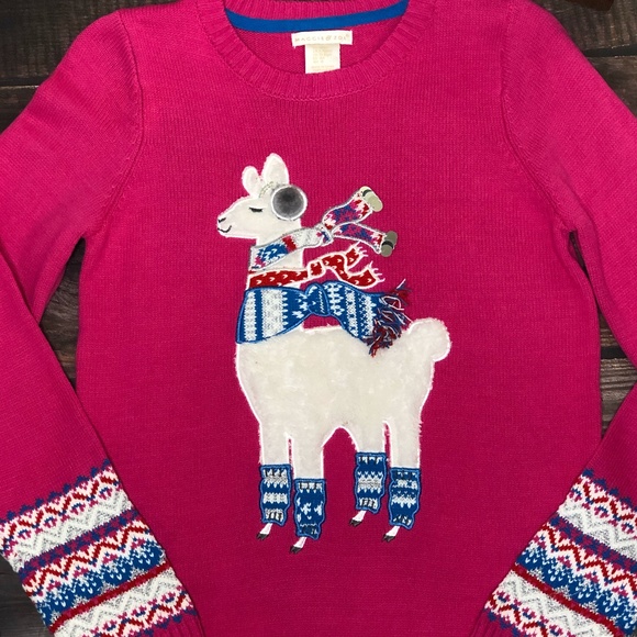Maggie & Zoe Pink Llama Sweater ~Large US 14 - Picture 8 of 16